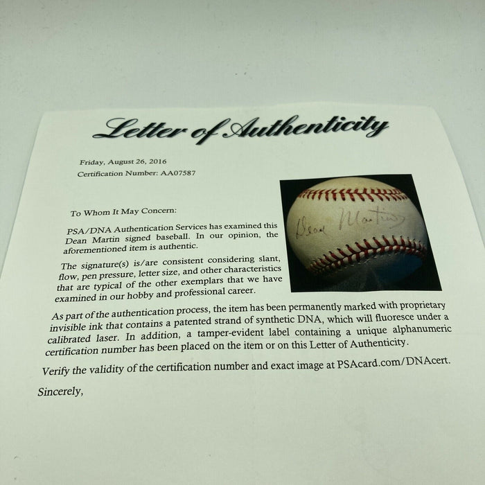 Rare Dean Martin Signed Autographed American League Baseball PSA DNA COA