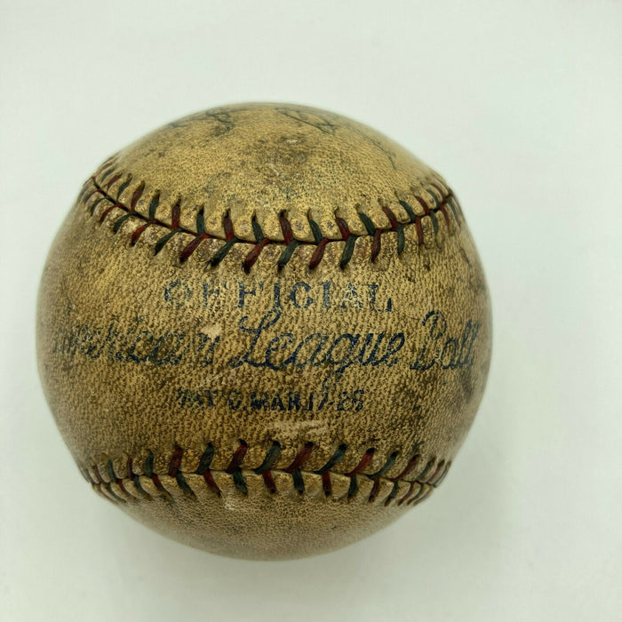 1927 Chicago White Signed Game Used Baseball Bibb Falk Willie Kamm JSA COA