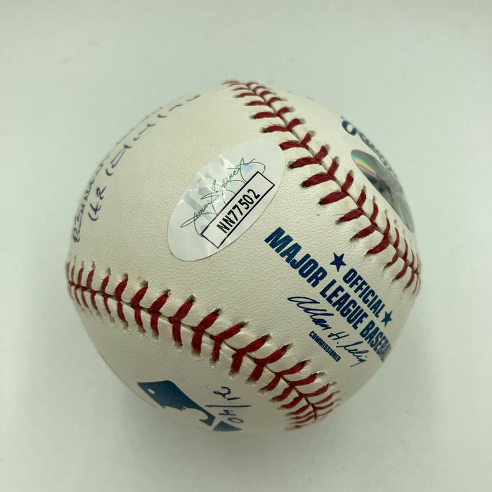 Reggie Jackson Aaron Boone Bucky Dent Yankees Legendary Moments Signed Baseball