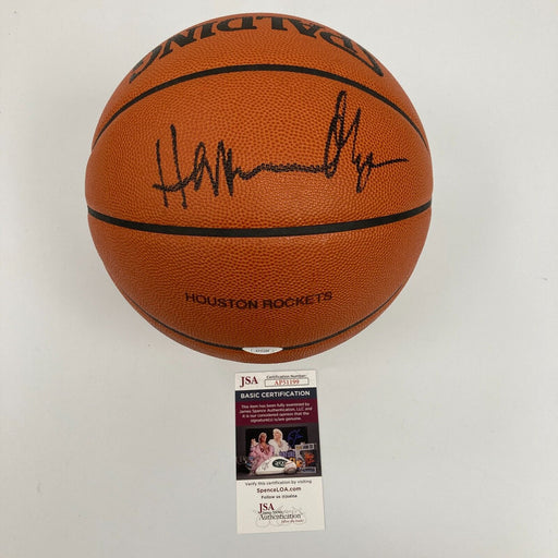 Hakeem Olajuwon Signed Spalding NBA Game Issued Houston Rockets Basketball JSA