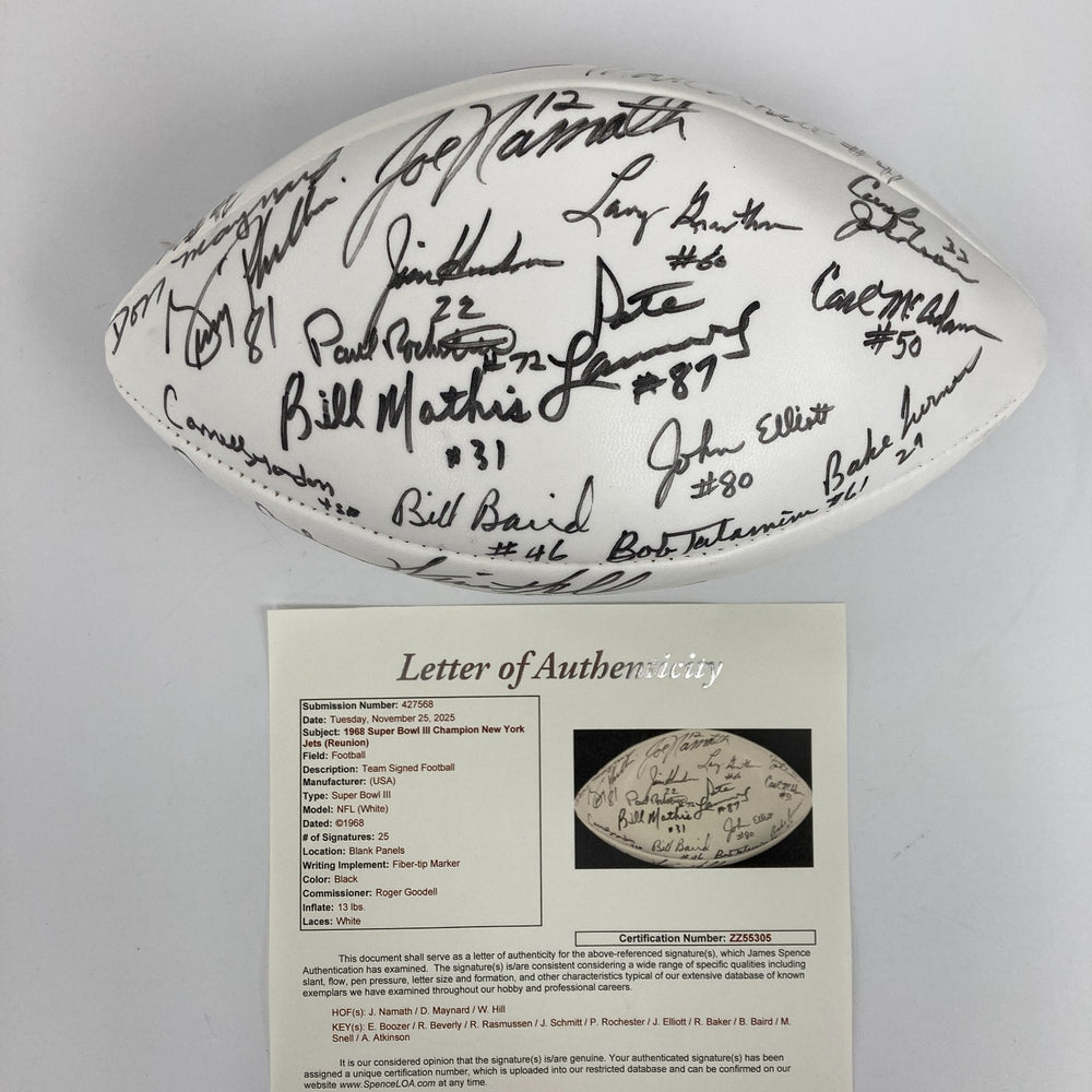 1968 New York Jets Super Bowl Champs Team Signed Wilson Football