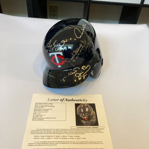 Beautiful Minnesota Twins Hall Of Fame Legends Signed Helmet 19 Sigs JSA COA