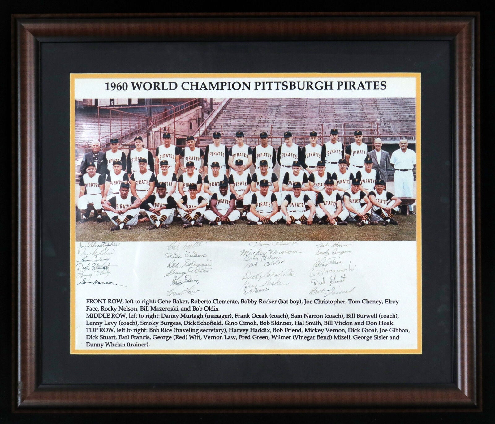 1960 Pittsburgh Pirates World Series Champs Signed Framed 16x20 Photo PSA DNA