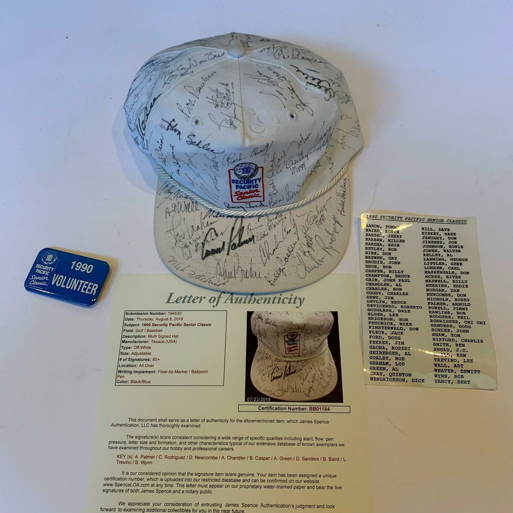 1990 Security Pacific Classic PGA Signed Hat 65+ Sigs Arnold Palmer JSA COA