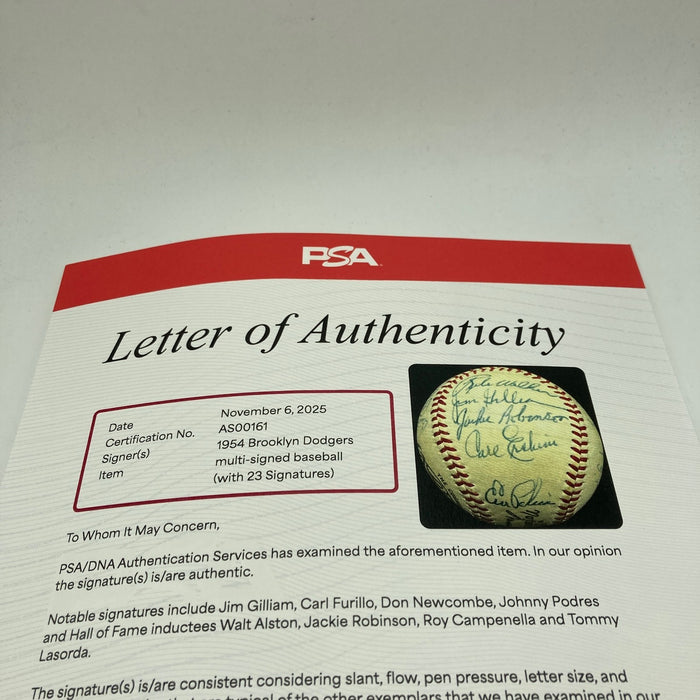 Jackie Robinson 1954 Brooklyn Dodgers Team Signed Baseball PSA DNA
