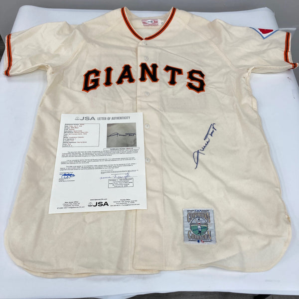 Willie Mays Signed New York Giants Authentic Mitchell & Ness Jersey JSA COA