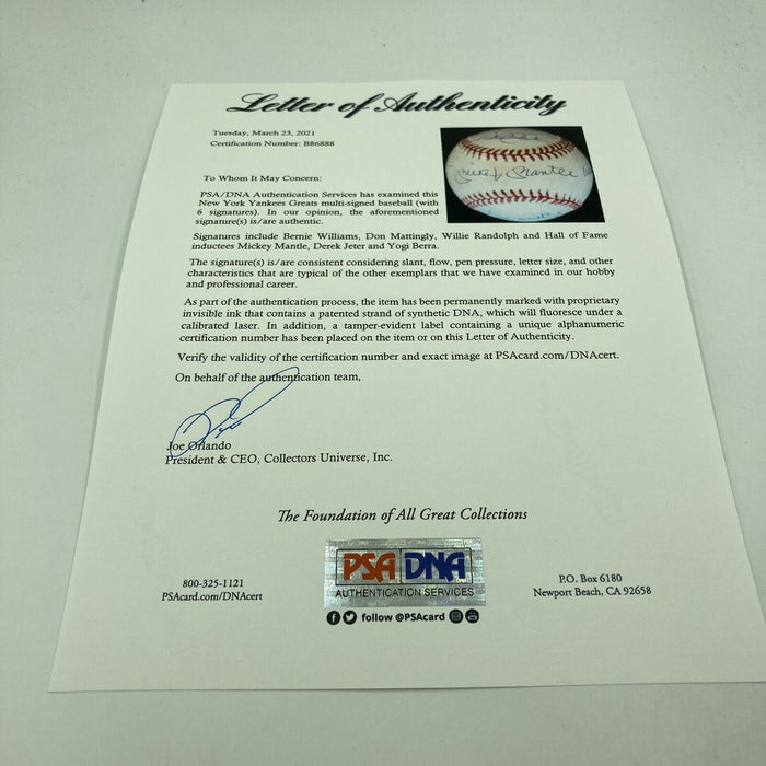 Mickey Mantle Derek Jeter Don Mattingly Yankees Legends Signed Baseball PSA DNA