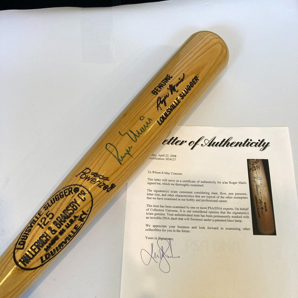 Beautiful Roger Maris Signed Louisville Slugger Game Model Baseball Bat PSA DNA