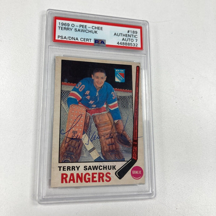 1969 O-Pee-Chee Terry Sawchuk Signed Auto Hockey Card PSA DNA 1/1 One Of One