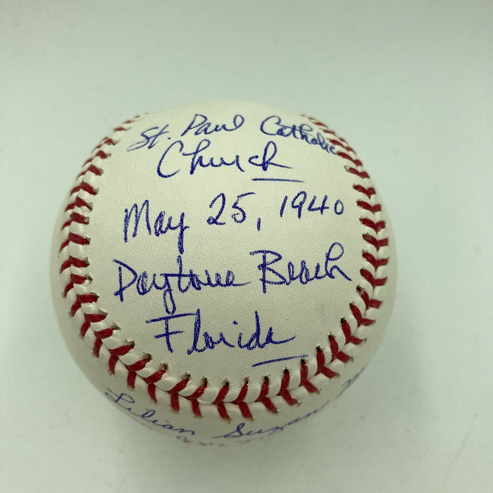 Extraordinary Stan Musial & Wife Signed Heavily Inscribed Wedding Baseball PSA