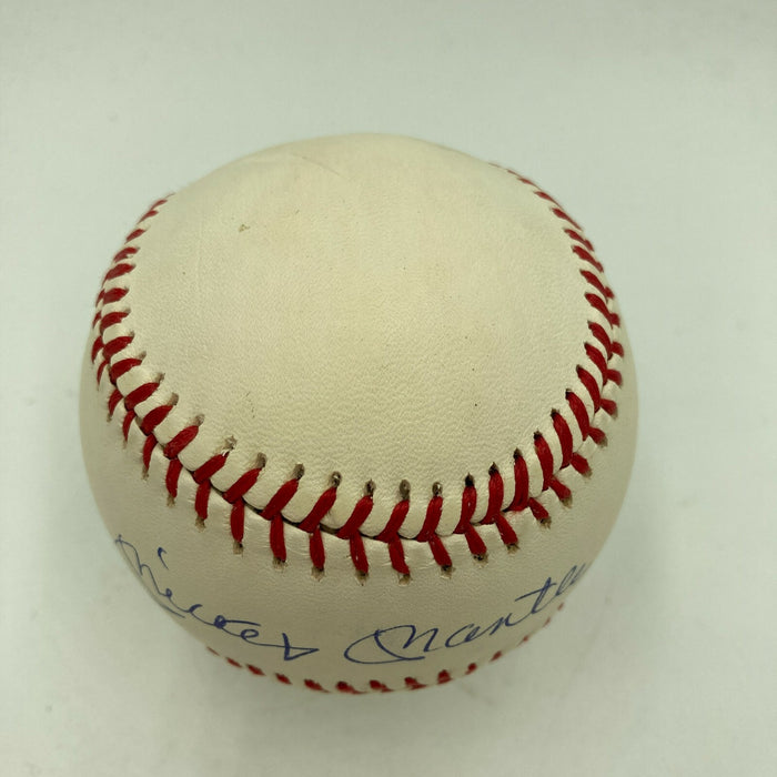 Beautiful Mickey Mantle Signed American League Baseball PSA DNA Graded MINT 9