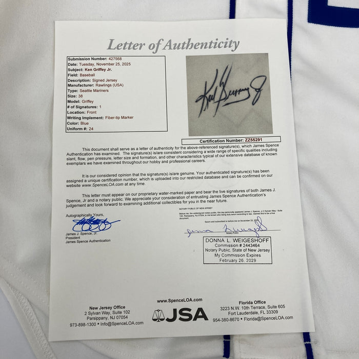 Ken Griffey Jr. Rookie Signed 1989 Seattle Mariners Rawlings Jersey JSA COA