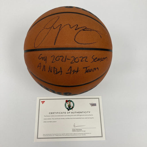 Jayson Tatum Game Used Signed Inscribed 2020-21 NBA Game Basketball Fanatics COA