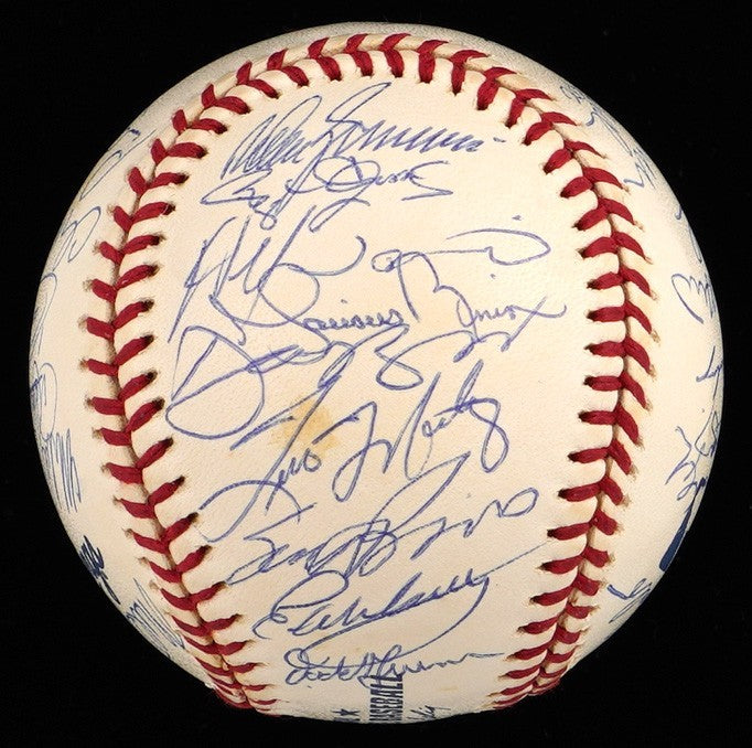 2001 New York Yankees AL Champs Team Signed Baseball 31 Sigs Derek Jeter PSA DNA