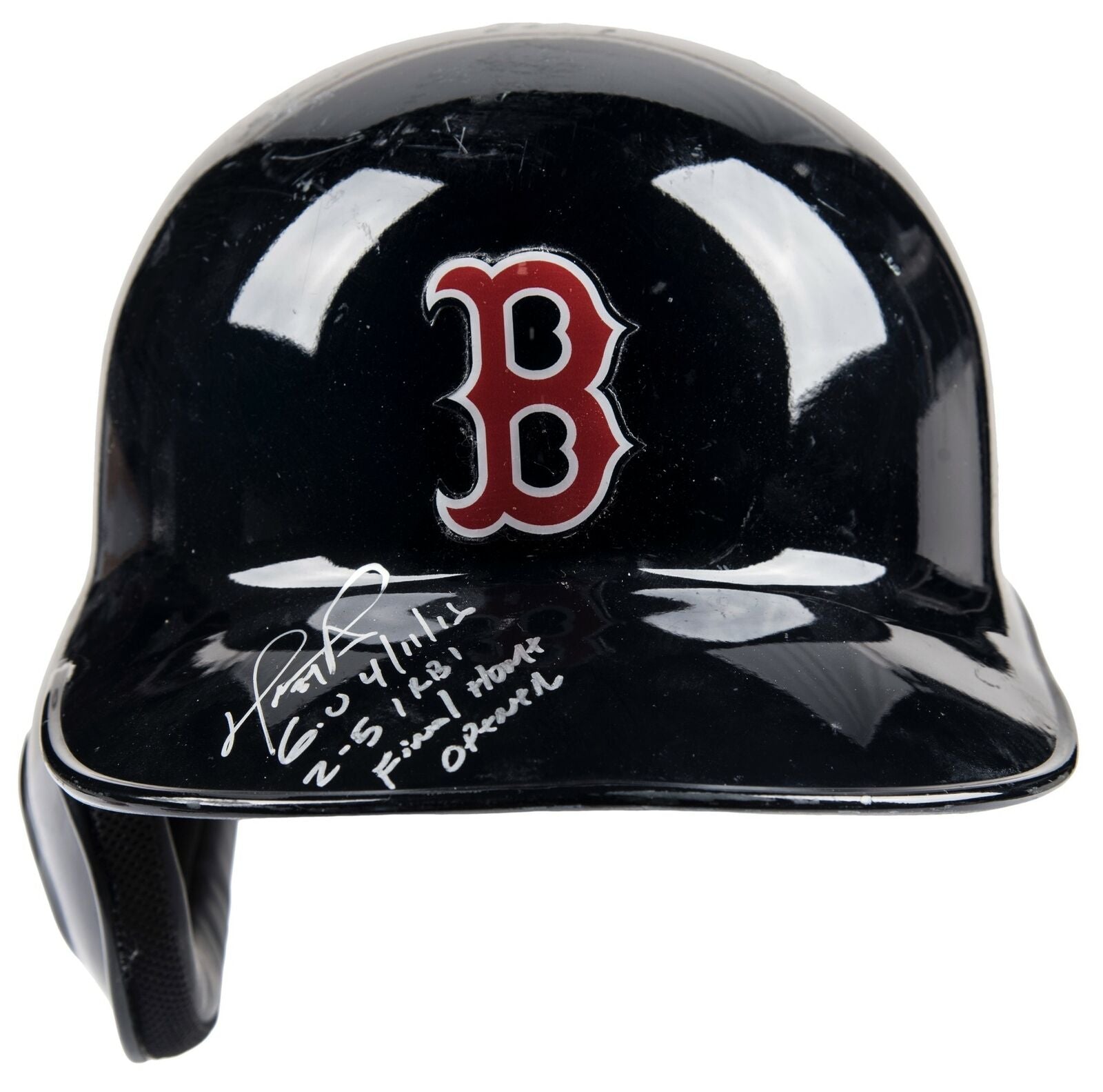 David Ortiz Signed Game Used Red Sox Helmet From Final Home Opener JSA & MLB COA