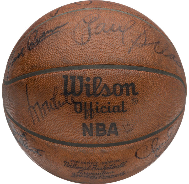 1975-76 Boston Celtics NBA Champs Team Signed Game Used Basketball Beckett COA