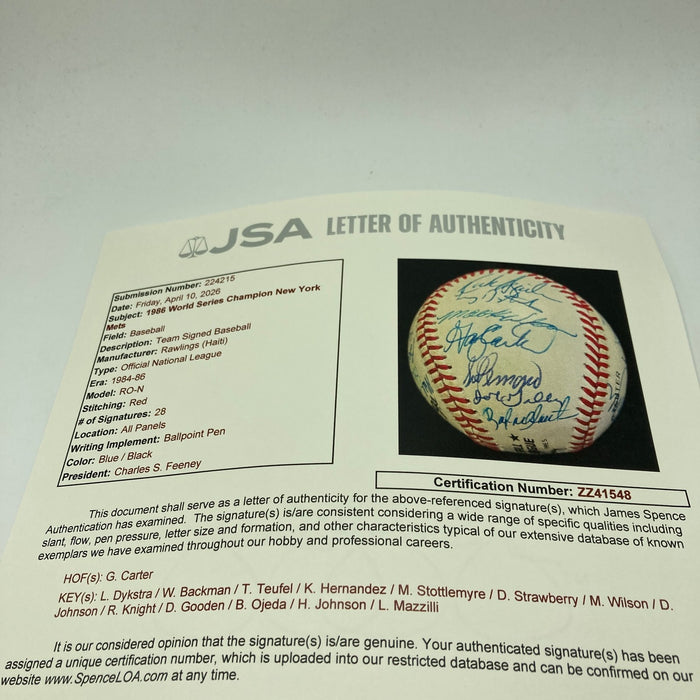 1986 New York Mets World Series Champs Team Signed Vintage NL Baseball JSA COA