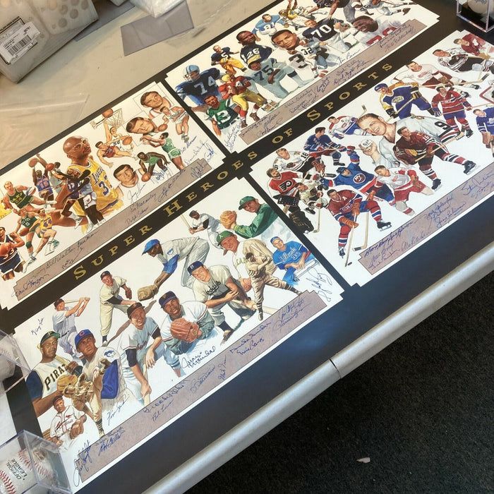 NBA, MLB, NFL & NHL Legends Sports Heroes Signed Litho Photo 60+ Sigs JSA COA