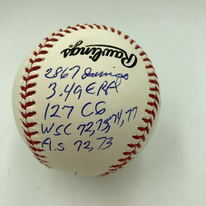 Ken Holtzman Chicago Cubs Signed Heavily Inscribed STAT Baseball With JSA COA