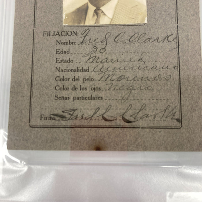 Fred Clarke Signed 1923 Mexico ID Baseball Hall Of Fame Dec. 1960 PSA DNA