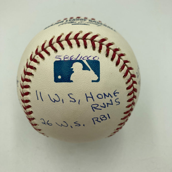 Duke Snider Signed Heavily Inscribed Career STAT Baseball Reggie Jackson COA