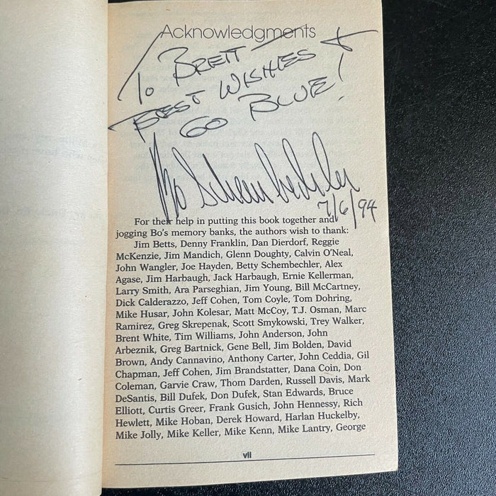 Bo Schembechler "Go Blue" Signed Autographed "Bo' Book With JSA COA