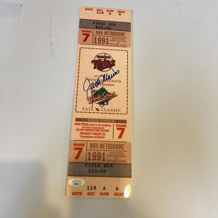 Jack Morris Signed 1991 World Series Game 7 Jumbo Ticket JSA COA