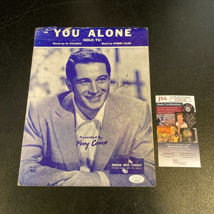 Perry Como Signed Autographed 1950's You Alone Sheet Music JSA COA