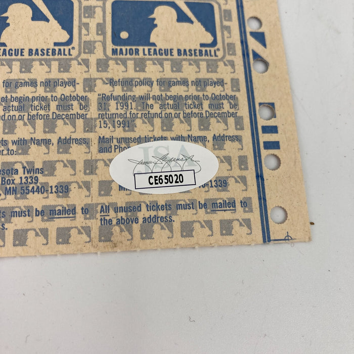 Jack Morris 1991 WS MVP Signed 1991 World Series Uncut Ticket Sheet JSA COA