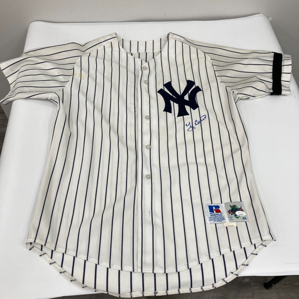 Yogi Berra Signed Game Used New York Yankees Old Timers Day Jersey JSA COA