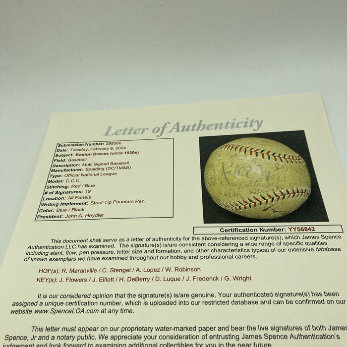 Wilbert Robinson & Rabbit Maranville 1930 Boston Braves Signed Baseball JSA COA