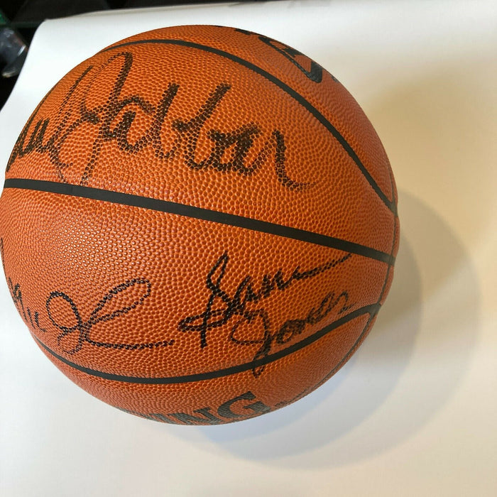 Wilt Chamberlain Kareem Abdul-Jabbar Dr J. Magic Johnson Signed Basketball BAS