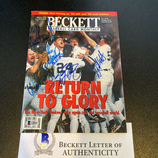 1996 New York Yankees World Series Champs Team Signed Magazine Beckett COA