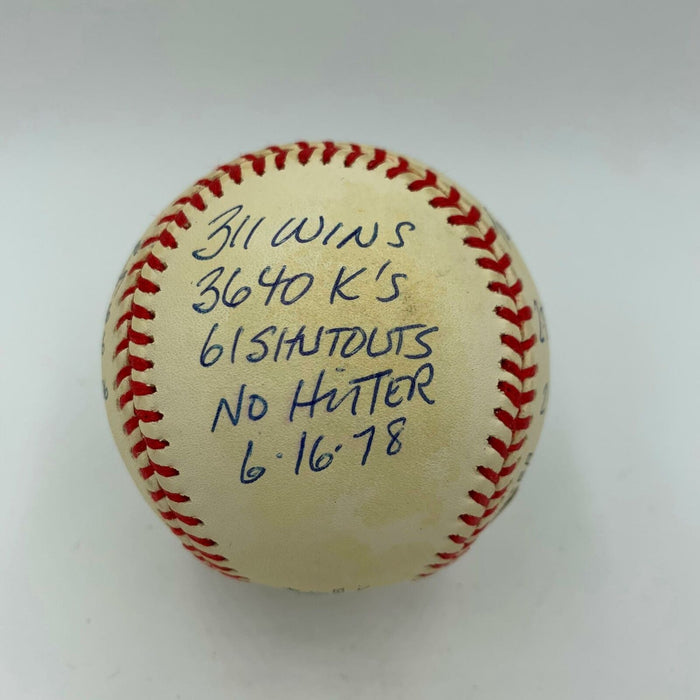 Rare Tom Seaver Signed Heavily Inscribed Career STAT Baseball With RJ COA