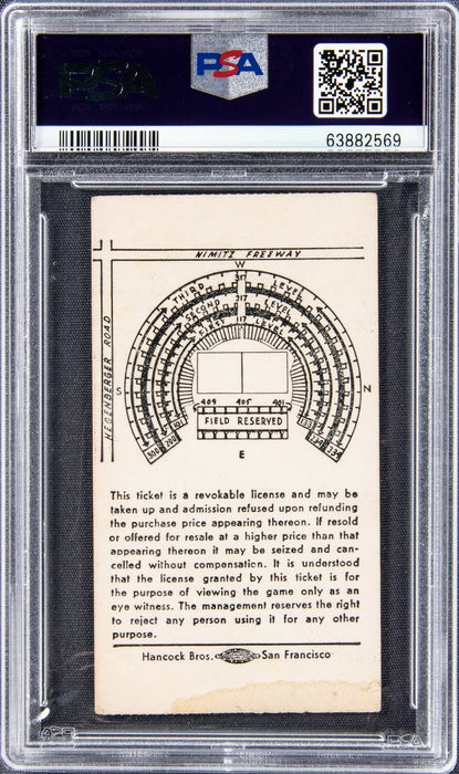 John Madden NFL Debut First Game 9-14-1969 Oakland Raiders Ticket PSA POP 5