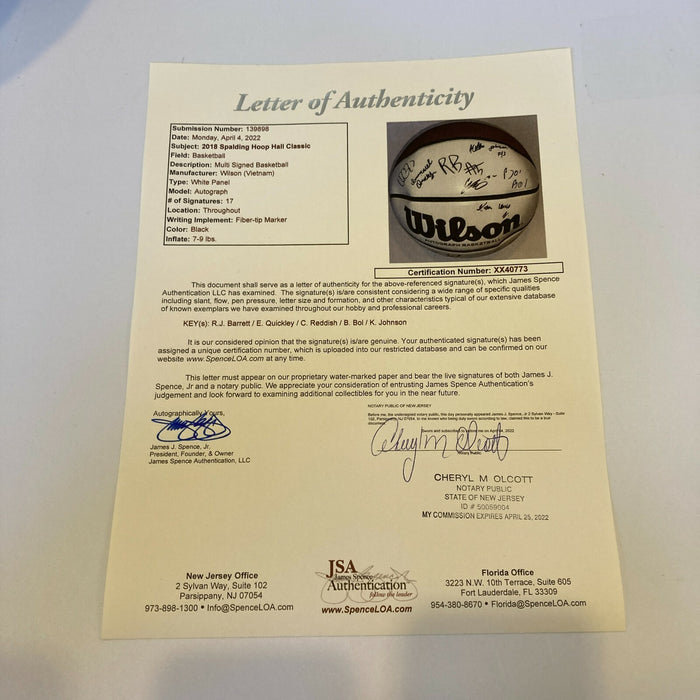 2018 Spalding Hoop Hall Classic Game Multi Signed Basketball 17 Sigs JSA COA