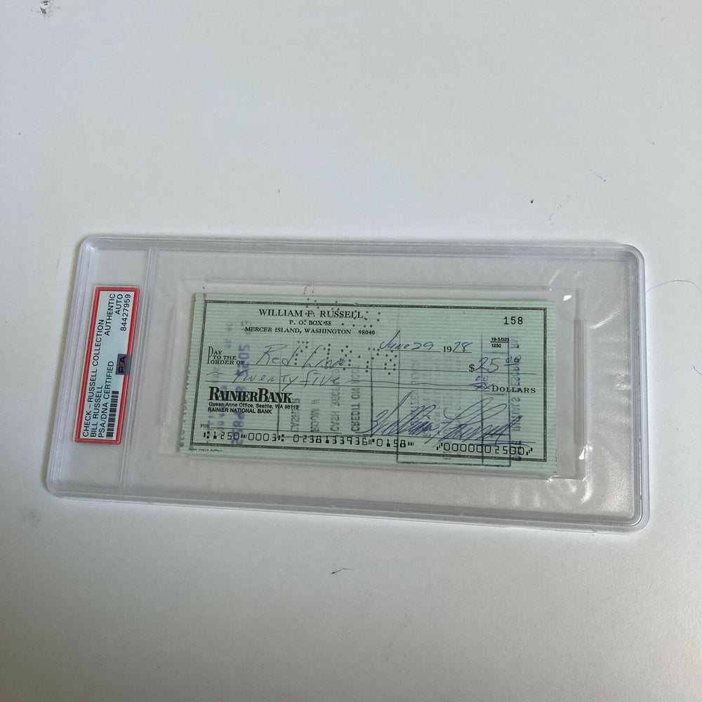 Bill Russell Signed Autographed Bank Check PSA DNA Boston Celtics HOF Legend