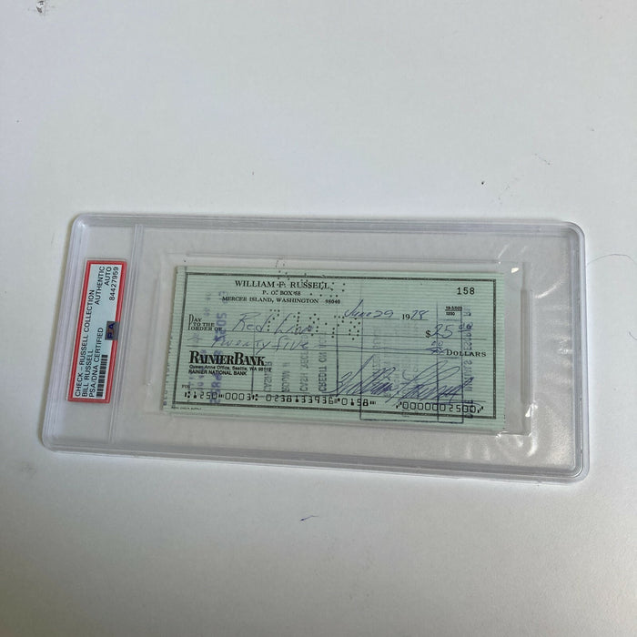 Bill Russell Signed Autographed Bank Check PSA DNA Boston Celtics HOF Legend