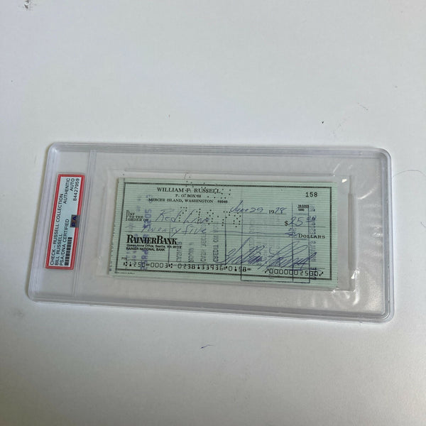 Bill Russell Signed Autographed Bank Check PSA DNA Boston Celtics HOF Legend