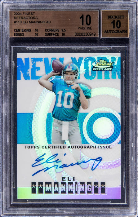 2004 Topps Finest Refractor #110 Eli Manning Auto RC BGS 10 PRISTINE Pop 4