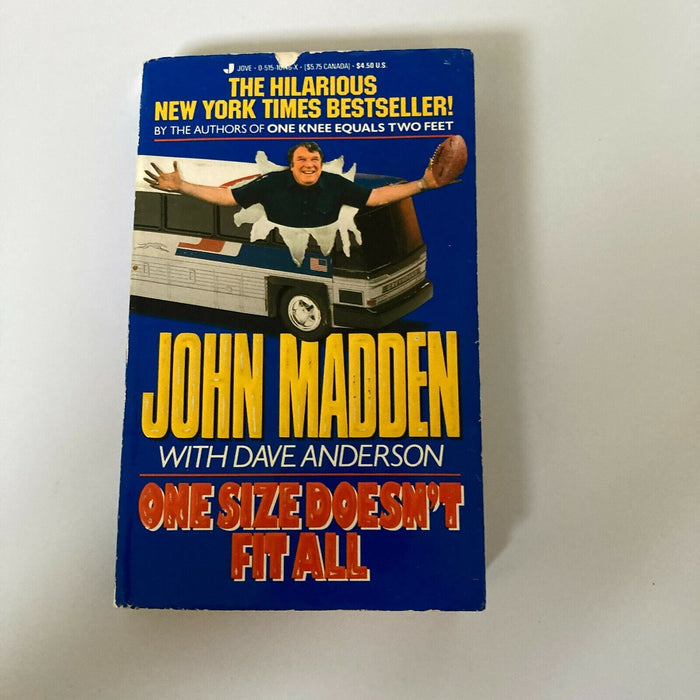John Madden Signed One Size Doesn't Fit All Football Book JSA COA