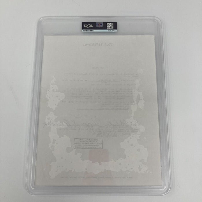 Ted Williams Full Name Signed Original Contract PSA DNA Graded MINT 9