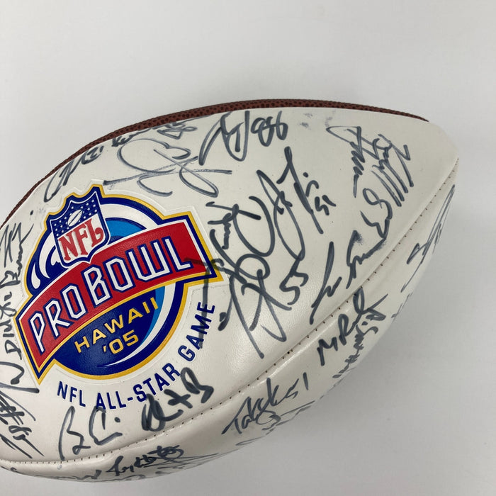 2005 Pro Bowl AFC Champs Team Signed Football Peyton Manning & Drew Brees