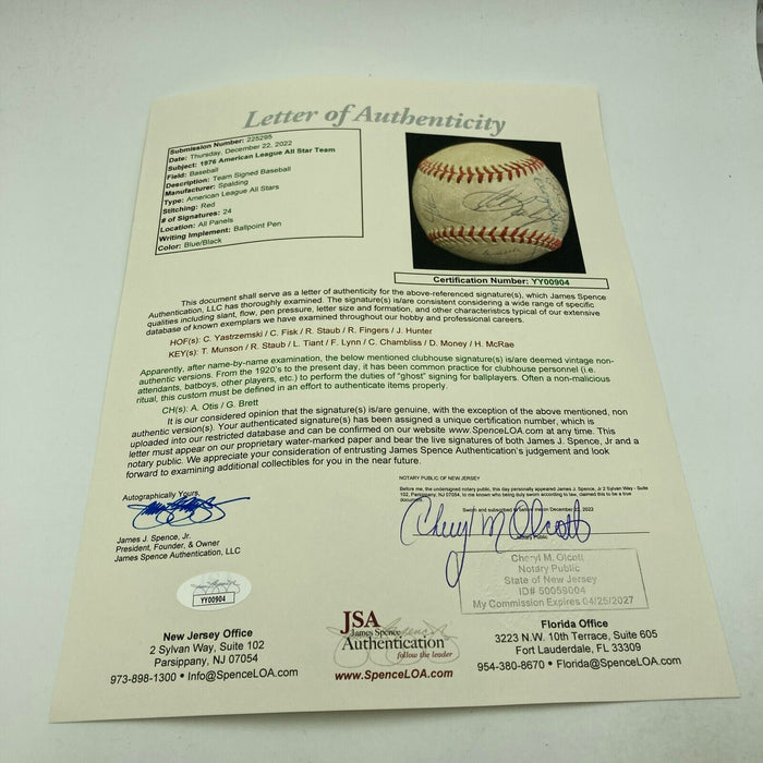 1976 All Star Game Team Signed Baseball With Thurman Munson JSA COA