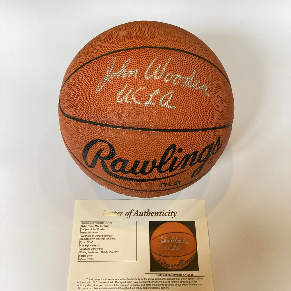 John Wooden UCLA Signed Wilson Official NCAA Basketball With JSA COA