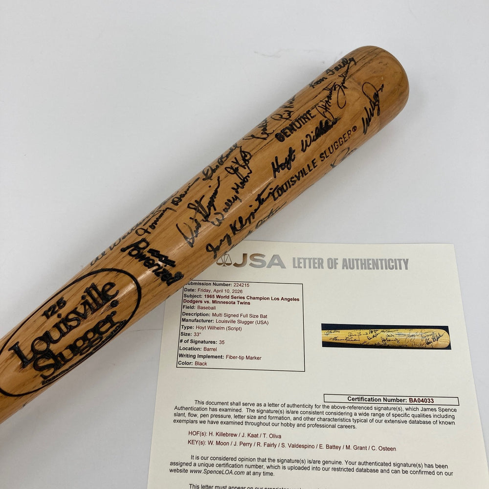 1965 Los Angeles Dodgers World Series Champs Team Signed Baseball Bat JSA COA