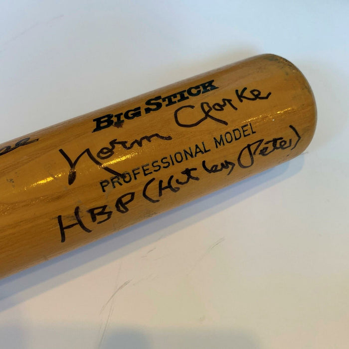 Rare Pete Rose & Las Vegas Columnist Norm Clarke Signed Baseball Bat JSA COA
