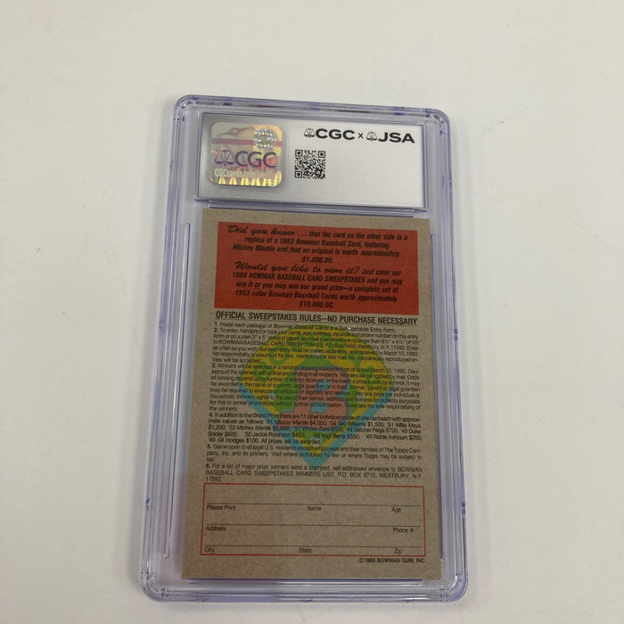 Mickey Mantle Signed 1989 Bowman 1953 Bowman Color RP CGS JSA Auto