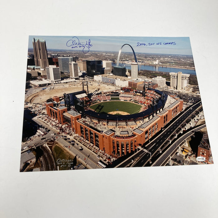 Adam Wainwright 2006 & 2011 W.S. Champs Signed 16x20 Photo JSA COA
