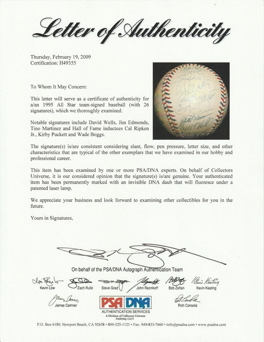 1995 All Star Game Signed Baseball 26 Sigs! Kirby Puckett Cal Ripken PSA DNA